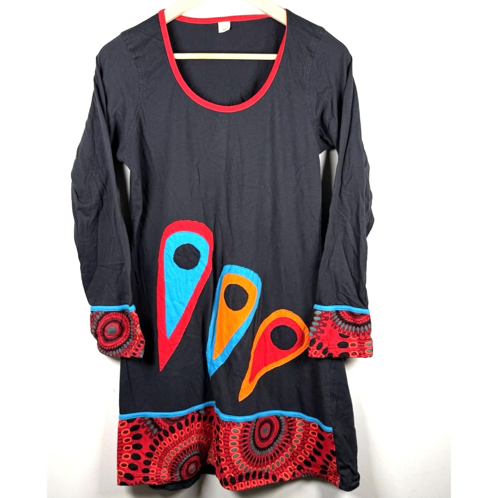 Vintage Women's Midi Dress 100% Cotton‎ Lightweight Paisley Boho Hippy Size XL